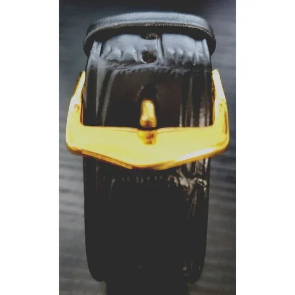 RARE Vintage Seiko New Old Stock Men's Classic Tank Barrel Gold Black Watch * - Picture 6 of 7